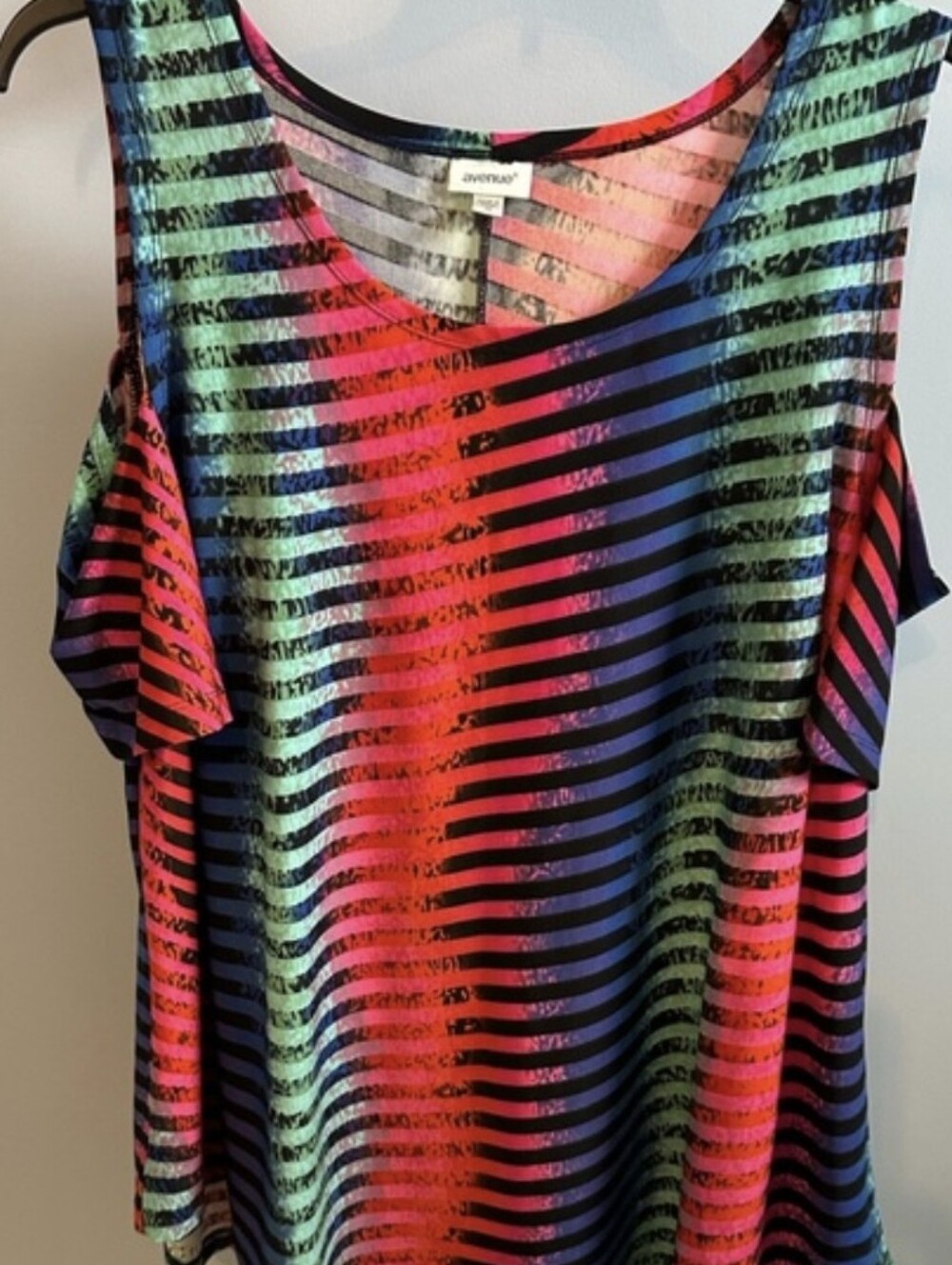 Avenue Multicolor Striped Cold-Shoulder  Top